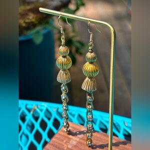 Handmade Vintage Gold Tone Metal and Chain Earrings